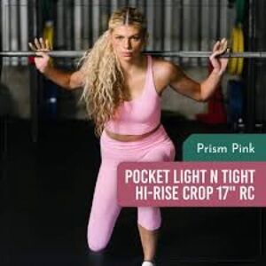 Zyia Active Pink Prism Light N Tight Capri 20” Size 8/10